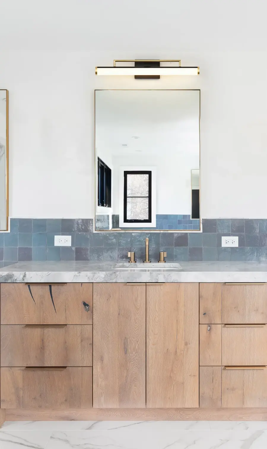 Solano Medium LED Vanity Light in Black and Brushed Brass - Image 10