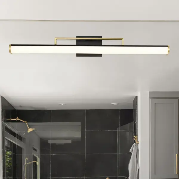Solano Large LED Vanity Light in Black and Brushed Brass - Image 11