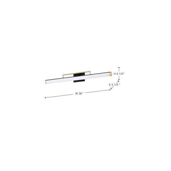 Solano Large LED Vanity Light in Black and Brushed Brass - Image 12