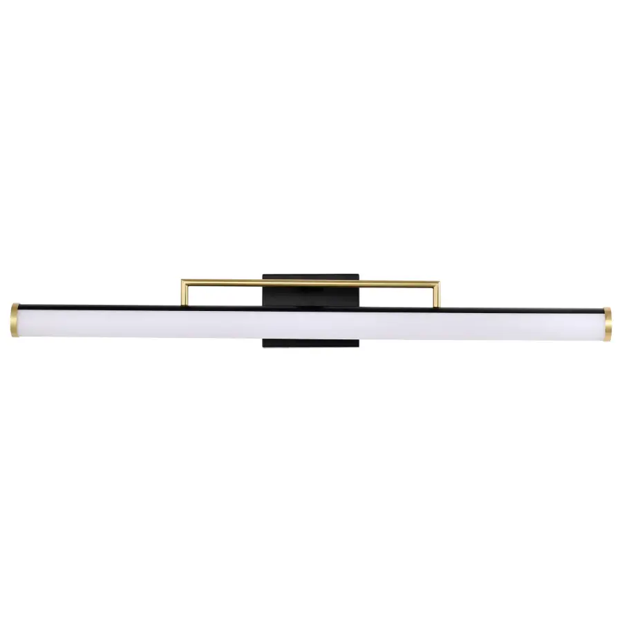 Solano Large LED Vanity Light in Black and Brushed Brass - Image 3