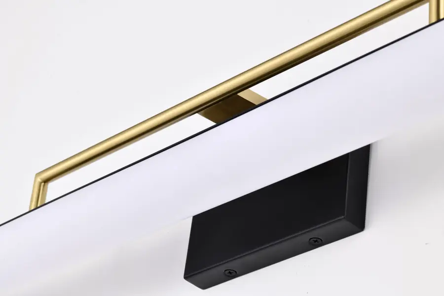 Solano Large LED Vanity Light in Black and Brushed Brass - Image 9