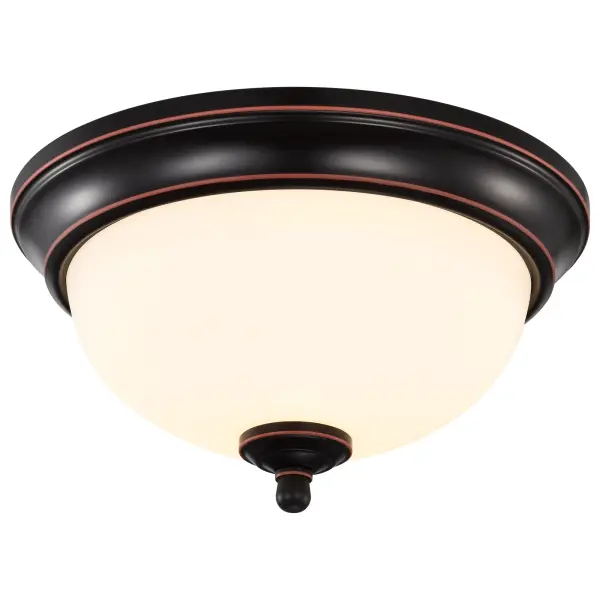 This 11-inch flush mount delivers practical, energy-efficient illumination perfect for utility spaces. The frosted glass diffuses 1600 lumens evenly while the Mahogany Bronze finish adds a refined touch to functional areas. - alternate view