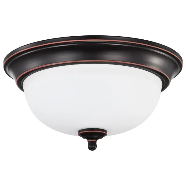 This 13-inch flush mount delivers practical, energy-efficient illumination perfect for utility spaces. The frosted glass diffuses 1600 lumens evenly while the durable Mahogany Bronze finish adds subtle style to functional areas.