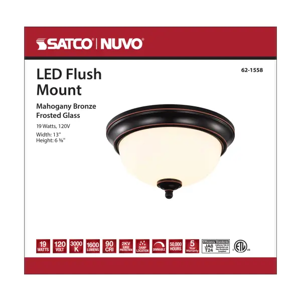 Center Lock 13" LED Flush Mount in Mahogany Bronze - Image 13