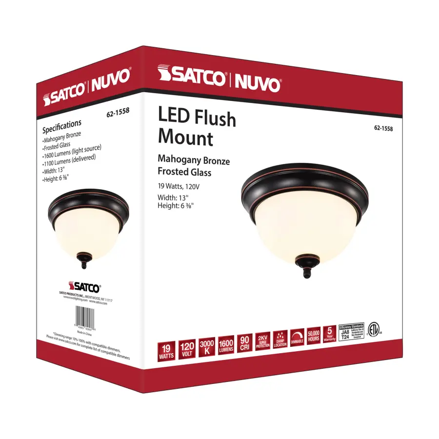 Center Lock 13" LED Flush Mount in Mahogany Bronze - Image 18