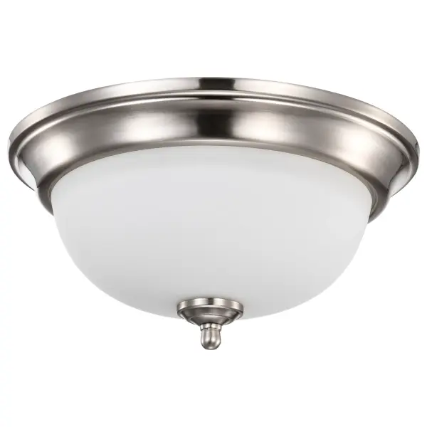 This 13-inch LED flush mount delivers practical, energy-efficient illumination perfect for hallways, stairwells, and utility spaces. The frosted glass diffuser eliminates hot spots while the brushed nickel finish adds a modern touch.