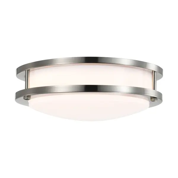 This streamlined 10-inch flush mount delivers exceptional value with 1400 lumens of warm white light and an impressive 50,000-hour lifespan. The brushed nickel finish and clean contemporary styling make it versatile for modern spaces.