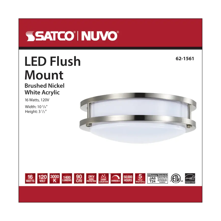 10" LED Flush Mount Fixture in Brushed Nickel - Image 7