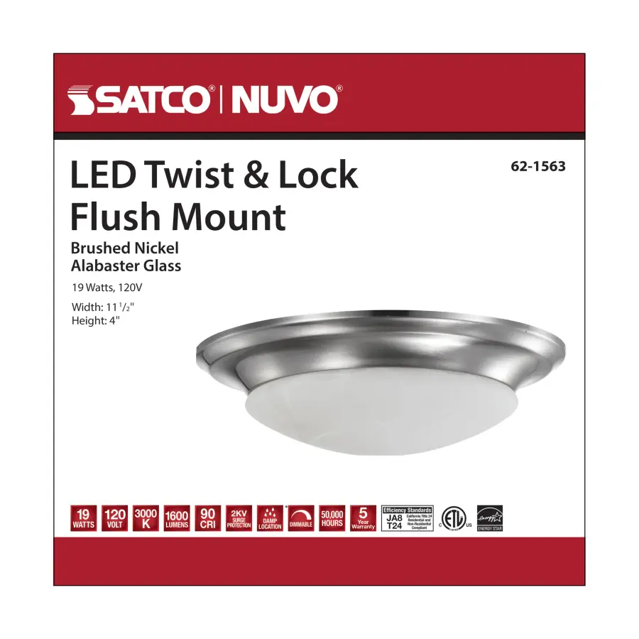 11" LED Flush Mount Ceiling Light - Brushed Nickel - Image 7