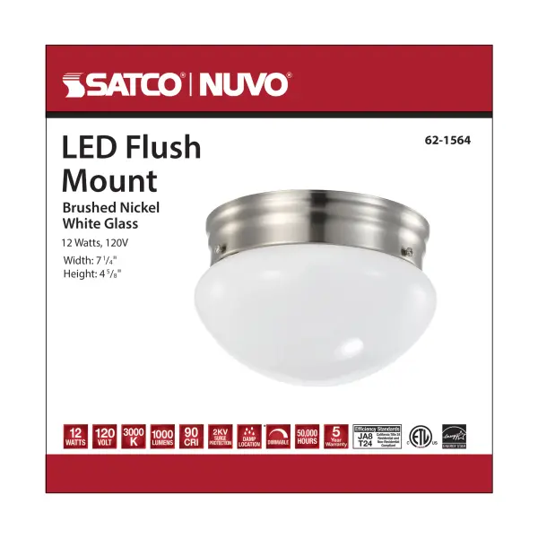 7" LED Flush Mount Fixture in Brushed Nickel - Image 7