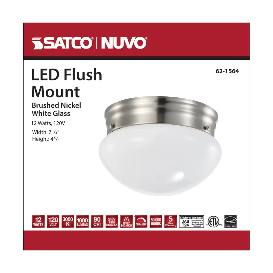 7" LED Flush Mount Fixture in Brushed Nickel - Image 7