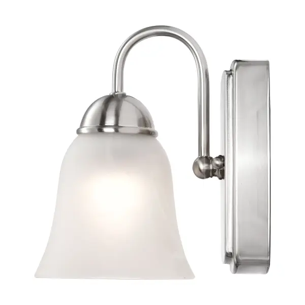 This elegant wall sconce combines traditional styling with modern LED efficiency. The alabaster glass shade diffuses warm 3000K light for a soft, flattering glow perfect for bathroom vanities and powder rooms. - alternate view