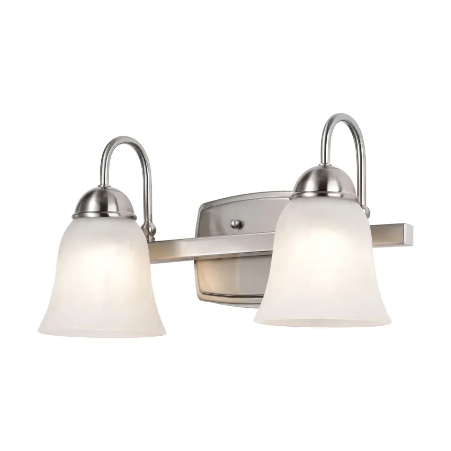 LED 2-Light Vanity Fixture in Brushed Nickel with Alabaster Glass - Image 3