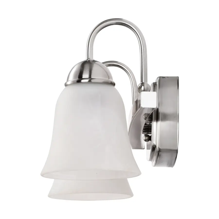 LED 2-Light Vanity Fixture in Brushed Nickel with Alabaster Glass - Image 5