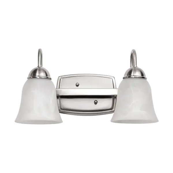LED 2-Light Vanity Fixture in Brushed Nickel with Alabaster Glass - Image 6