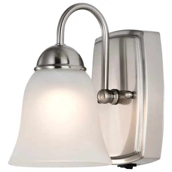 This elegant vanity light combines traditional styling with modern LED efficiency. The alabaster glass shade provides soft, diffused illumination while the brushed nickel finish complements various decor styles.