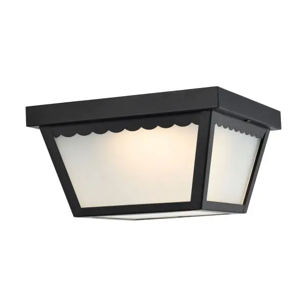 This 9-inch flush mount combines traditional styling with modern LED efficiency, delivering 1000 lumens of warm 3000K light. The frosted glass diffuser ensures even illumination without hot spots, making it ideal for garages, porches, and covered outdoor areas. - alternate view