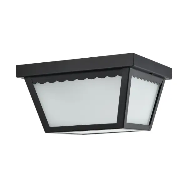 12W LED Carport Flush Mount - 9" Black with Frosted Glass - Image 3