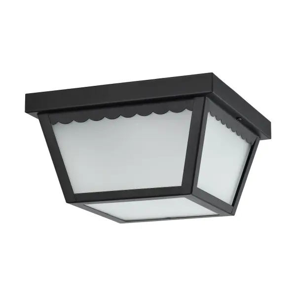 12W LED Carport Flush Mount - 9" Black with Frosted Glass - Image 4