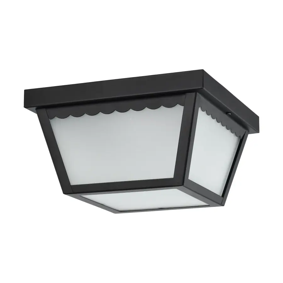12W LED Carport Flush Mount - 9" Black with Frosted Glass - Image 4