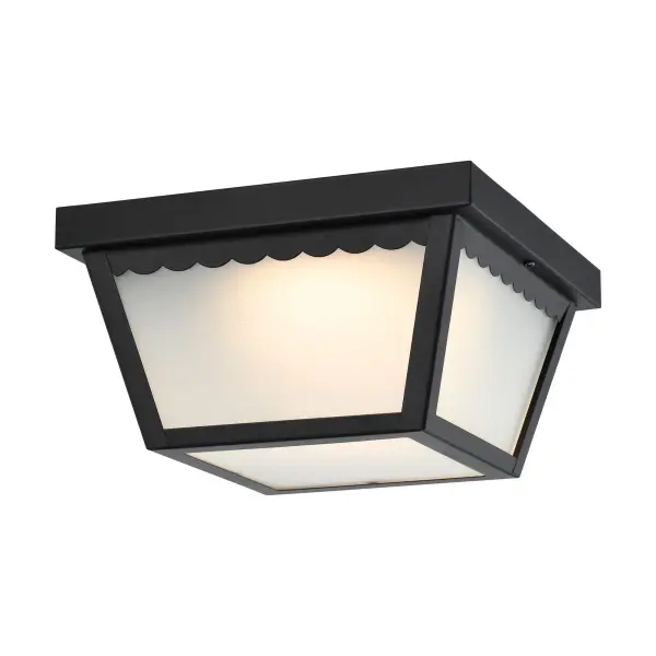 12W LED Carport Flush Mount - 9" Black with Frosted Glass - Image 5