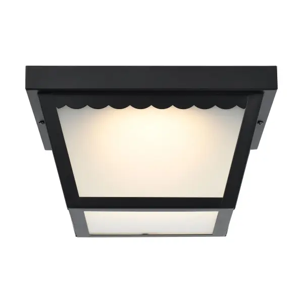 12W LED Carport Flush Mount - 9" Black with Frosted Glass - Image 6