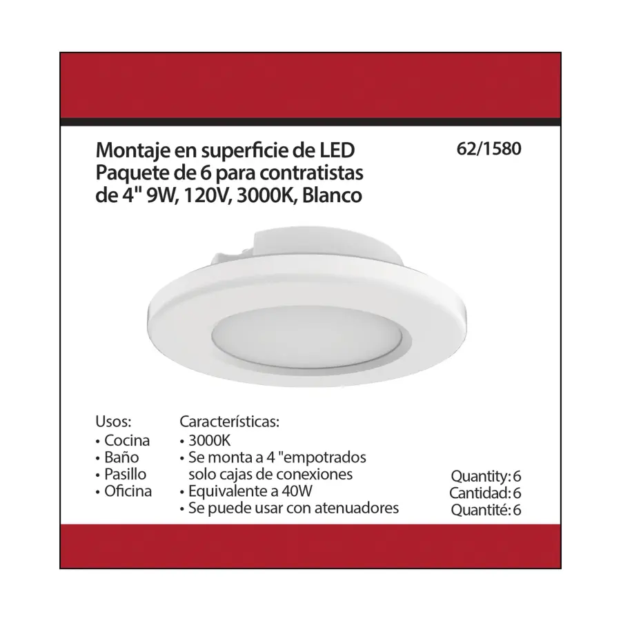 4" LED Surface Mount Fixture - 3000K - White - Image 11