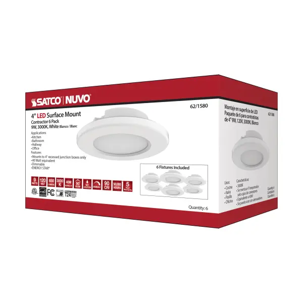 4" LED Surface Mount Fixture - 3000K - White - Image 12