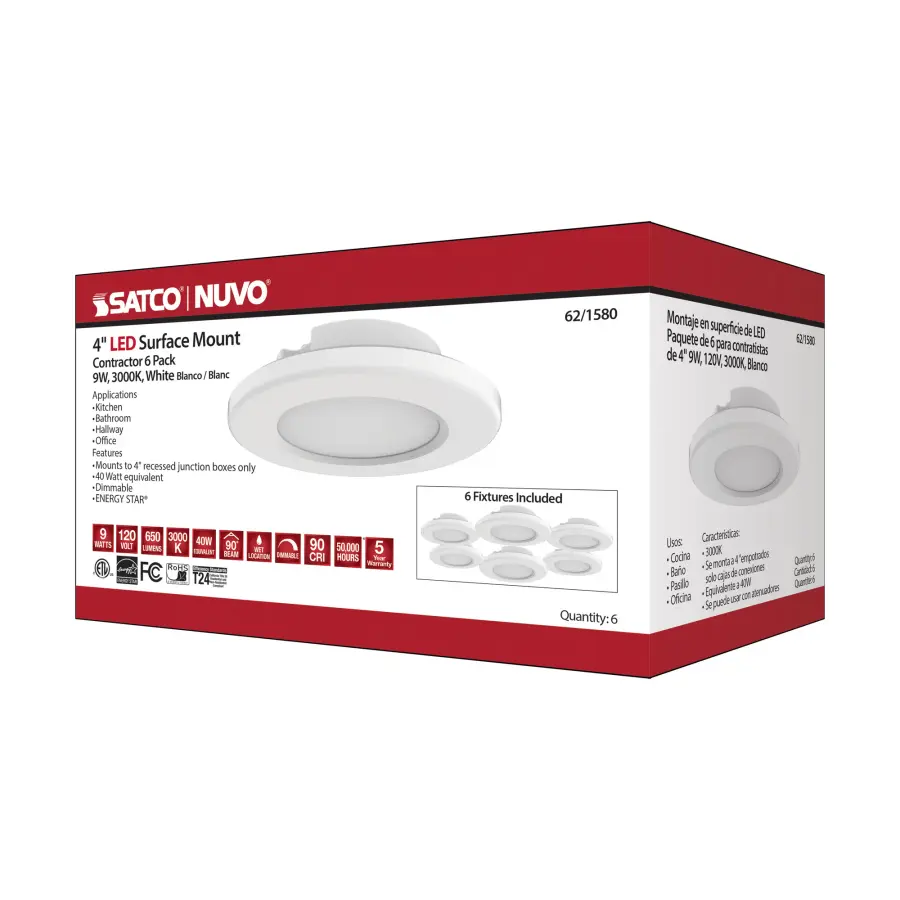 4" LED Surface Mount Fixture - 3000K - White - Image 12