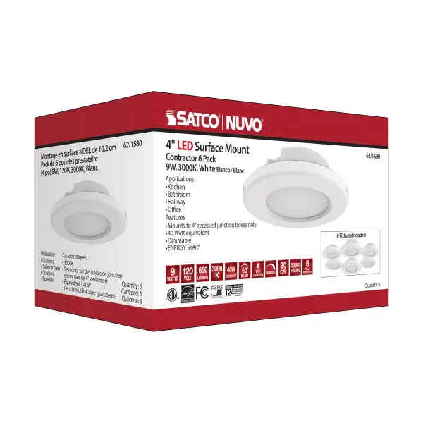 4" LED Surface Mount Fixture - 3000K - White - Image 13