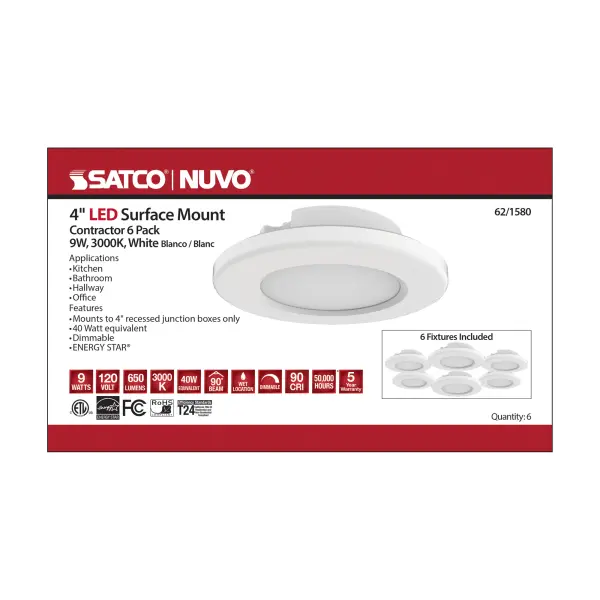 4" LED Surface Mount Fixture - 3000K - White - Image 8