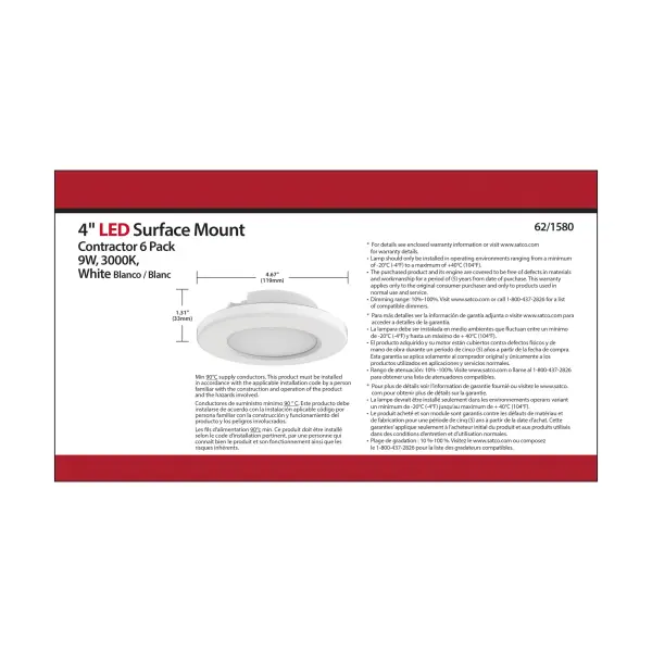 4" LED Surface Mount Fixture - 3000K - White - Image 9