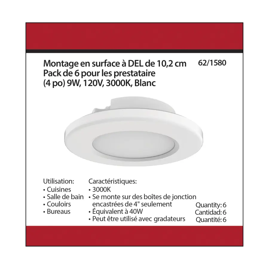 4" LED Surface Mount Fixture - 3000K - White - Image 10