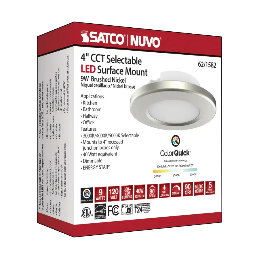 4" LED Surface Mount Fixture - CCT Selectable - Brushed Nickel - Image 13