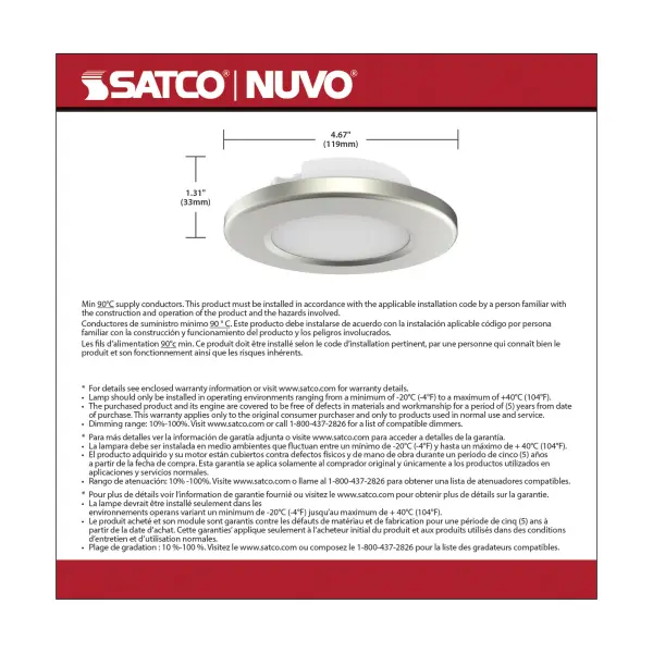 4" LED Surface Mount Fixture - CCT Selectable - Brushed Nickel - Image 9