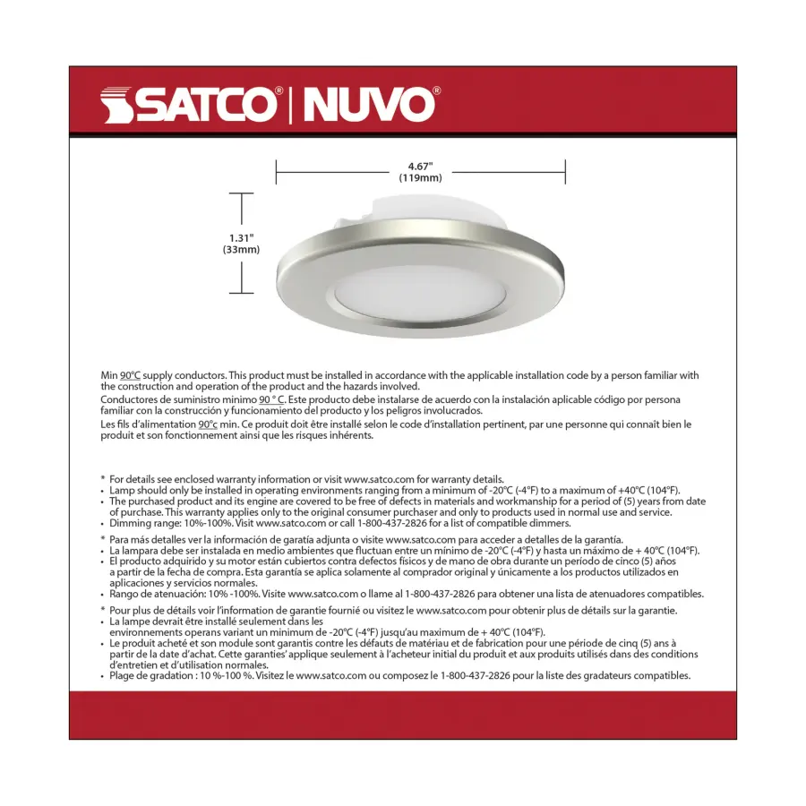 4" LED Surface Mount Fixture - CCT Selectable - Brushed Nickel - Image 9