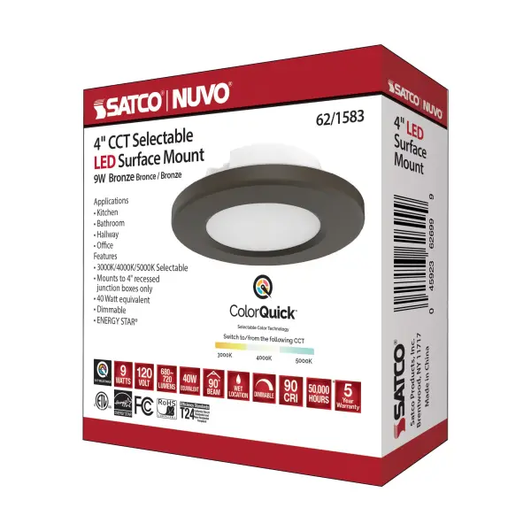 4" LED Surface Mount Fixture - CCT Selectable - Bronze - Image 12