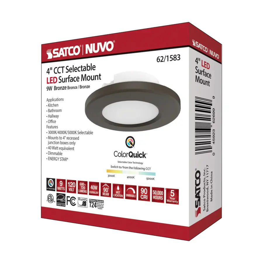 4" LED Surface Mount Fixture - CCT Selectable - Bronze - Image 12