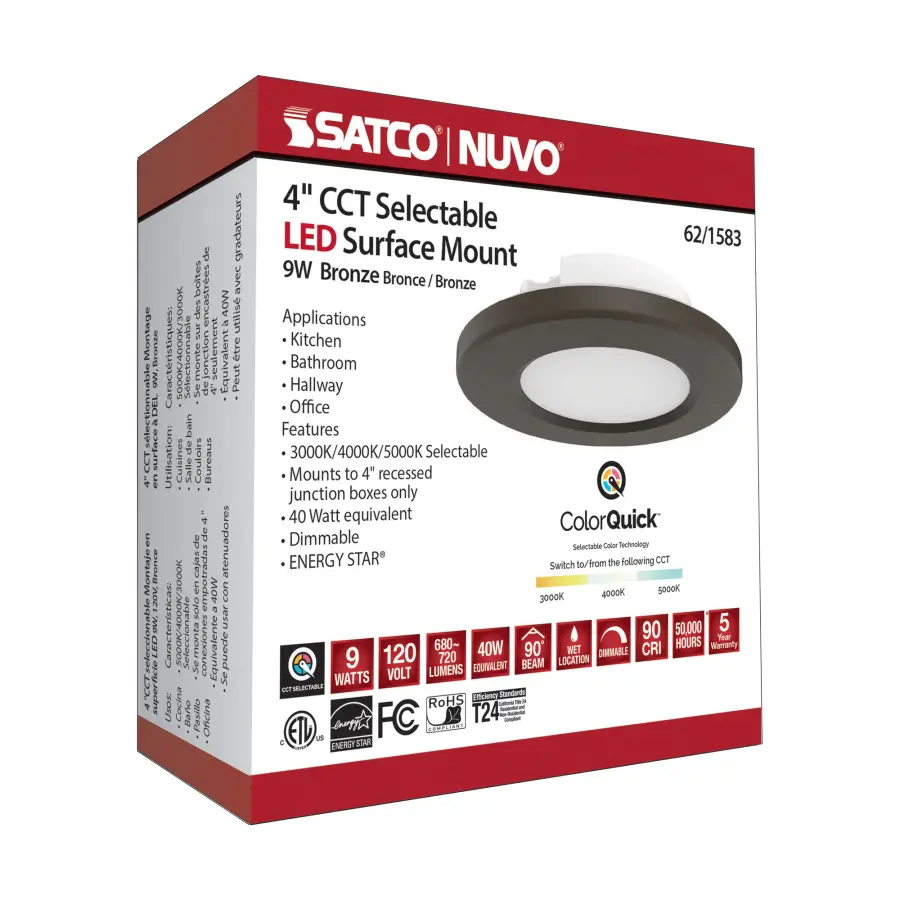 4" LED Surface Mount Fixture - CCT Selectable - Bronze - Image 13