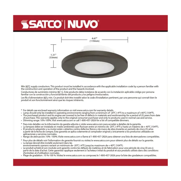 4" LED Surface Mount Fixture - CCT Selectable - Bronze - Image 9