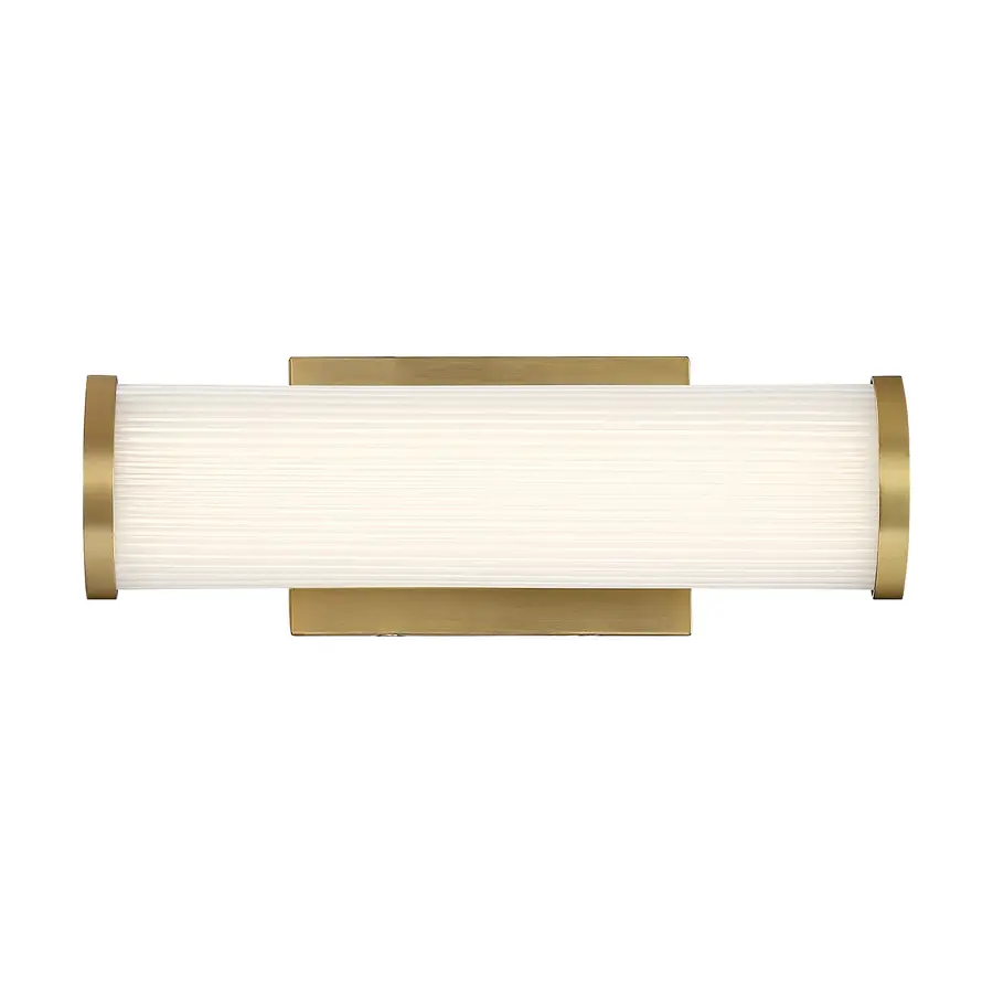 Lena LED Vanity Light - Brushed Brass with Striped Lens - Image 1