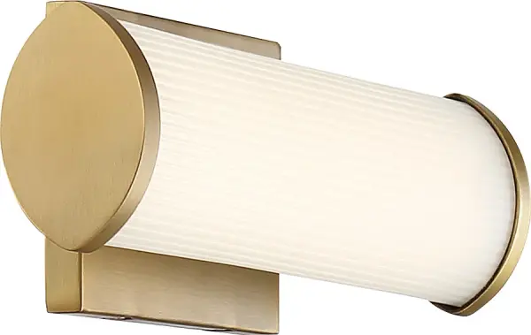 Lena LED Vanity Light - Brushed Brass with Striped Lens - Image 4