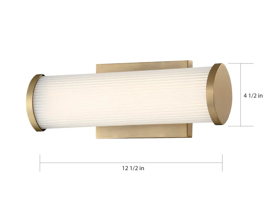 Lena LED Vanity Light - Brushed Brass with Striped Lens - Image 5