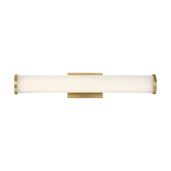 Lena LED Vanity Light - Brushed Brass with Striped Lens - Image 1