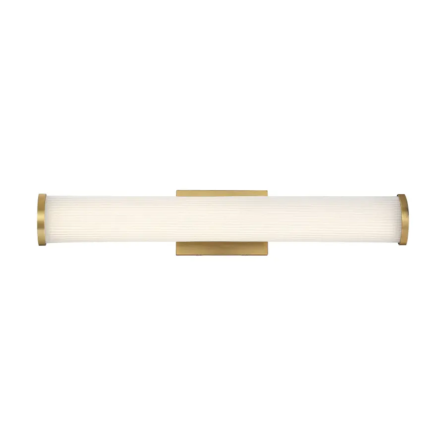 Lena LED Vanity Light - Brushed Brass with Striped Lens - Image 1