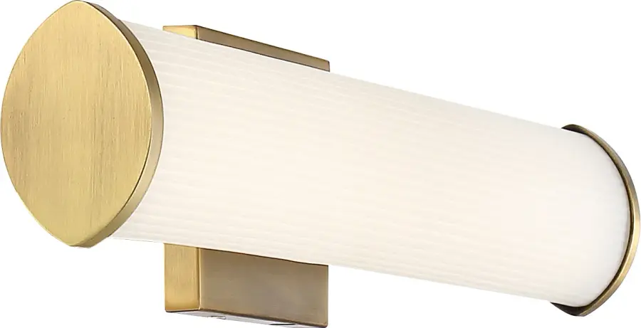 Lena LED Vanity Light - Brushed Brass with Striped Lens - Image 4