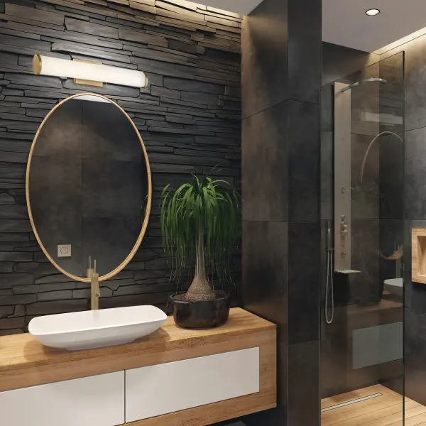 Lena LED Vanity Light - Brushed Brass with Striped Lens - Image 6
