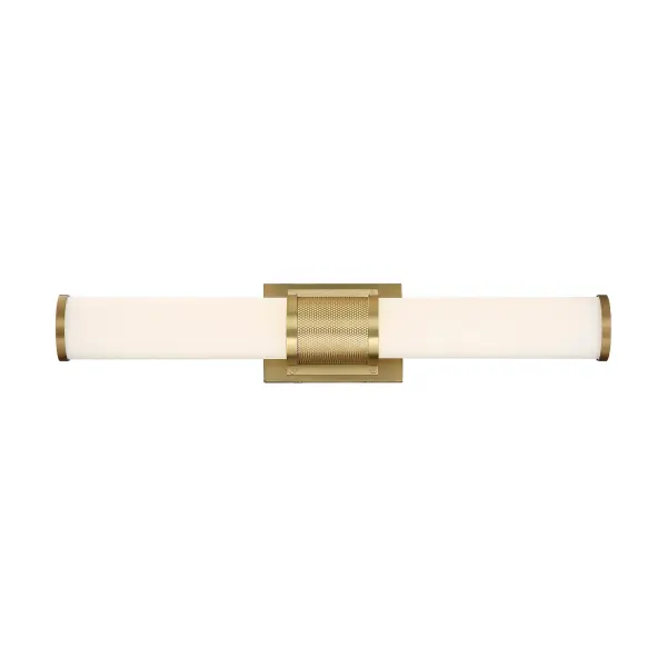 Caper LED Vanity Light - Brushed Brass with Frosted Lens - Image 1