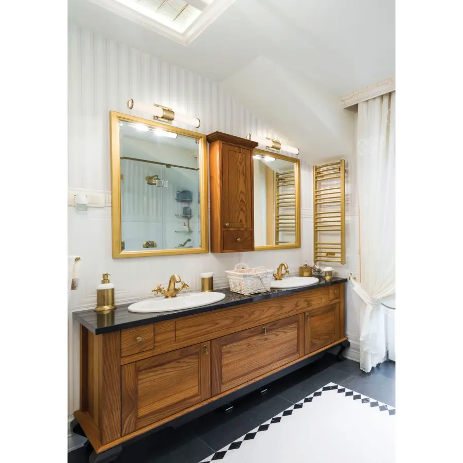 Caper LED Vanity Light - Brushed Brass with Frosted Lens - Image 5