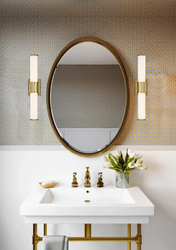 Caper LED Vanity Light - Brushed Brass with Frosted Lens - Image 7